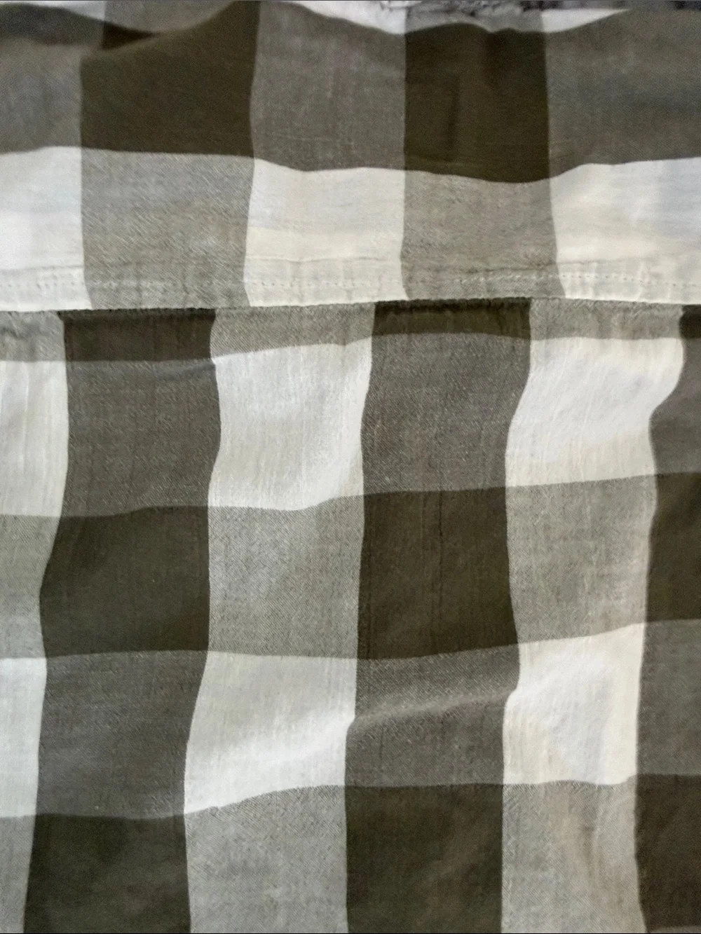 GAP Boys Olive and White Plaid Short-Sleeve Button-Down